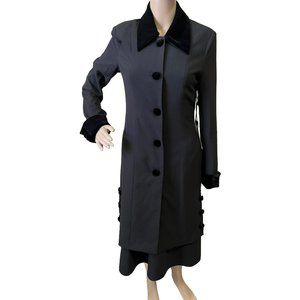 2OH Threads Beautiful Long Military Jacket with Velvet Accents Size Small Retail